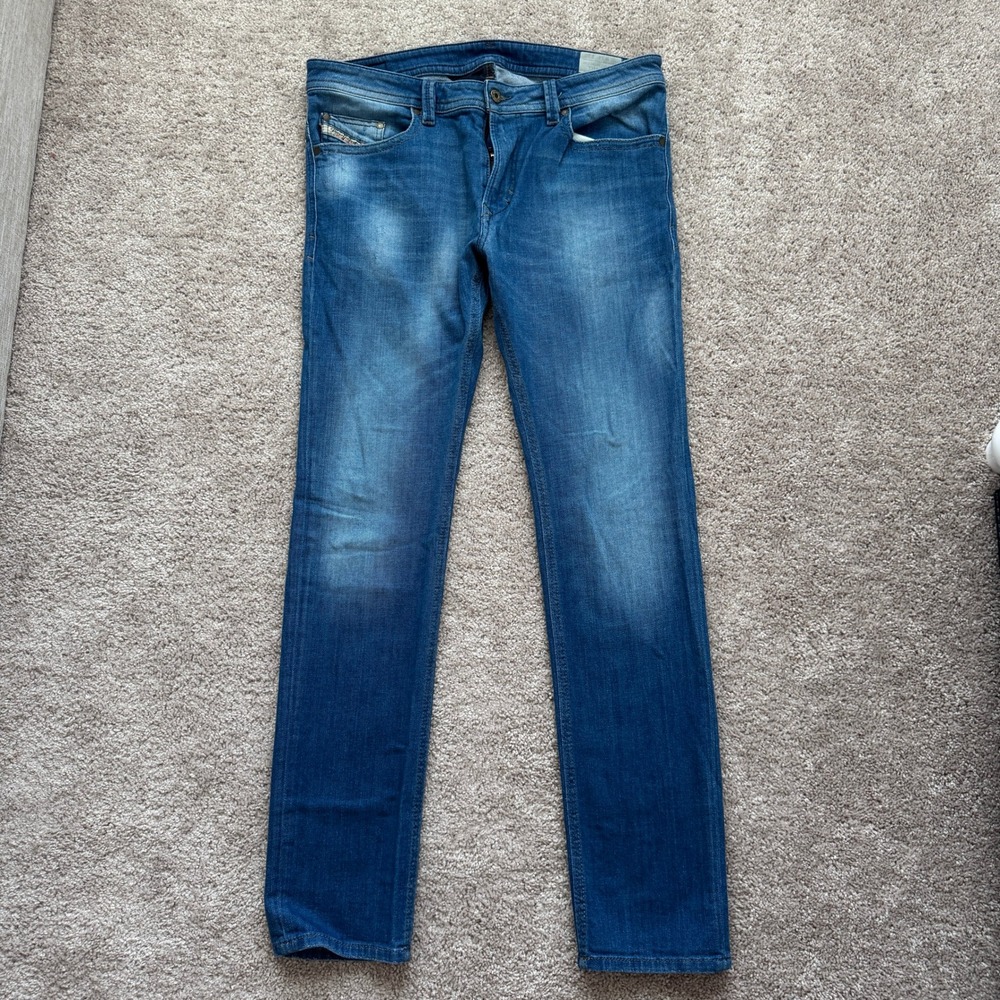 Diesel Thavar Slim Skinny Stretch Jeans Mens 34x32 Medium Wash Blue Denim